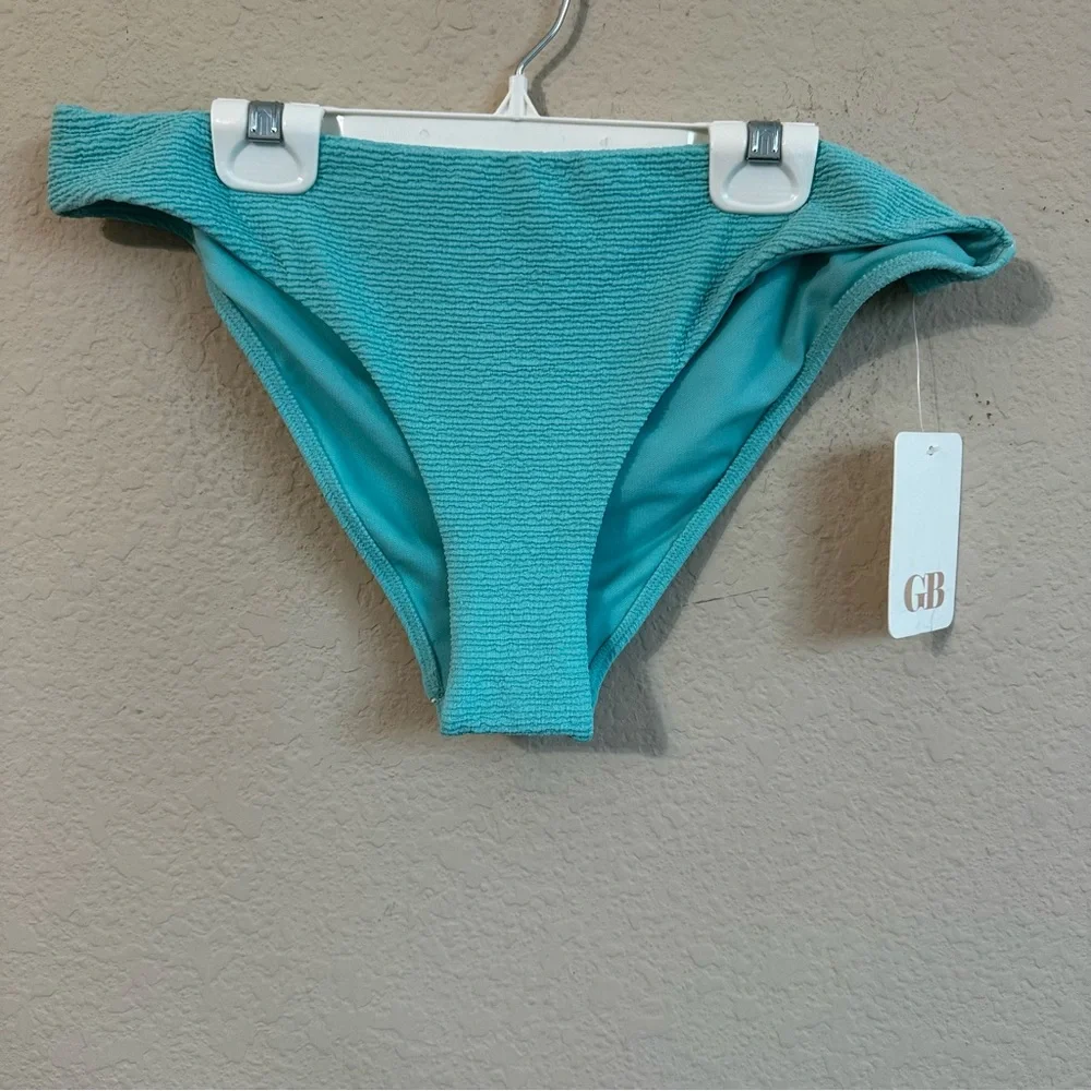 GB Bikini Bottom Baby Blue Hipster Retro Scrunch Texture Swimsuit Swim Classic